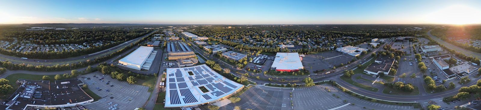 Panoramic aerial of Centennial Avenue, I-287 and the surrounding industrial district